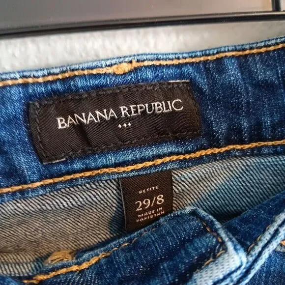 Banana Republic Button Fly Denim Skirt Pockets Women's 29/8 Petite - Picture 3 of 5